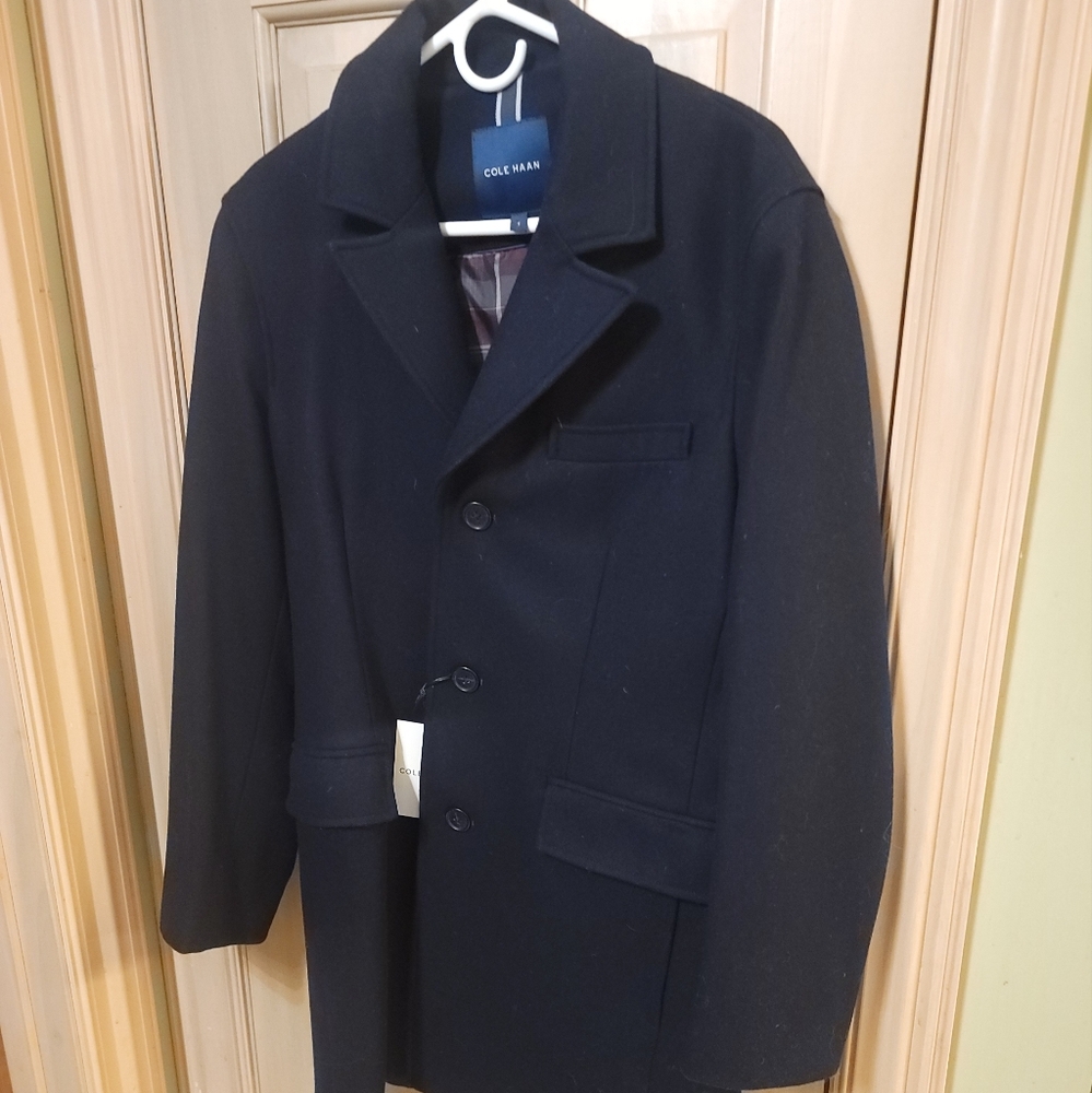Cole Hann Mens sz S Pea Coat navy wool NWT Preppy - Picture 1 of 8